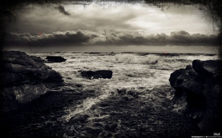 大海波浪灰色风景图摄影