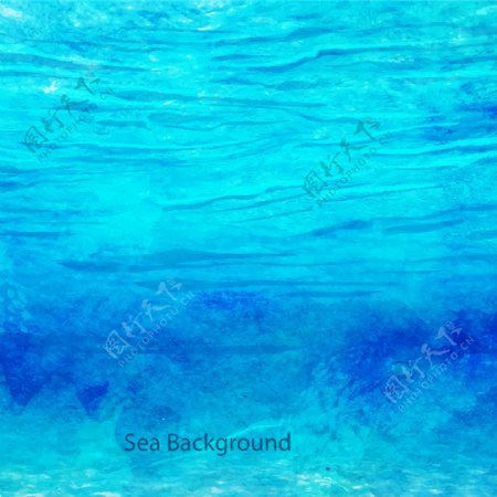 水彩抽象夏日海洋背景