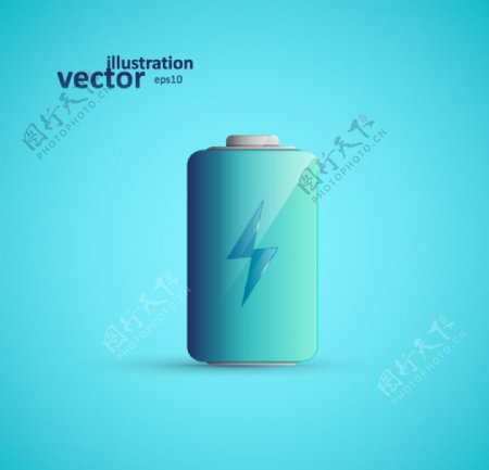 蓝色电池图标矢量素材