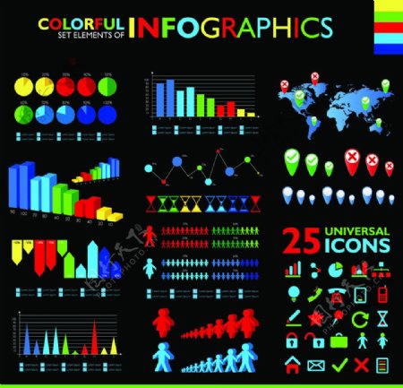 彩色矢量信息图表元素