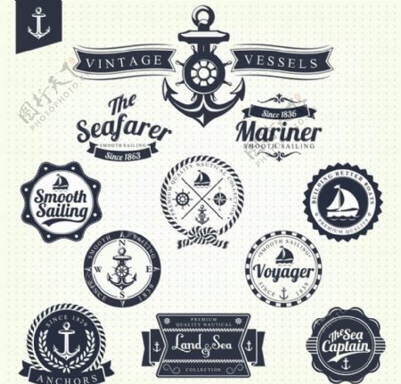 怀旧海洋徽章