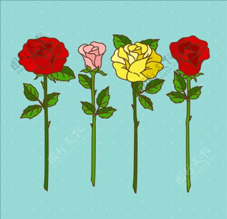 多彩情人节手绘玫瑰