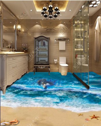 3D卫浴地板装饰效果图