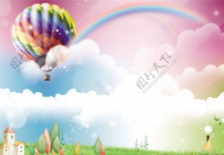 彩虹气球海报背景