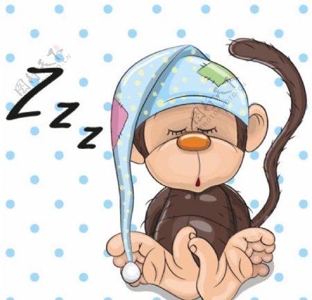 睡着的卡通猴子