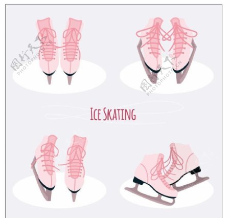 粉红色滑冰鞋矢量