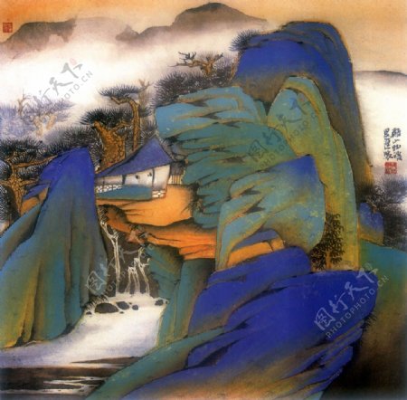中国画工笔重彩山水