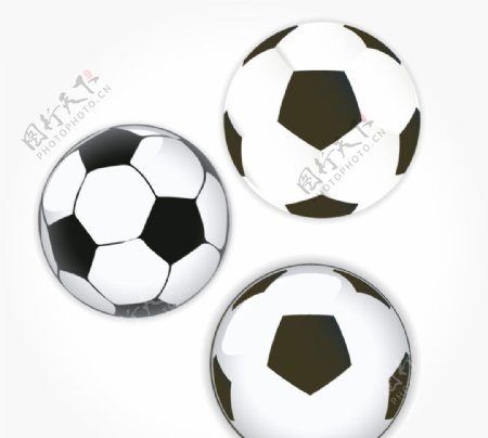 3款黑白足球设计矢量素材