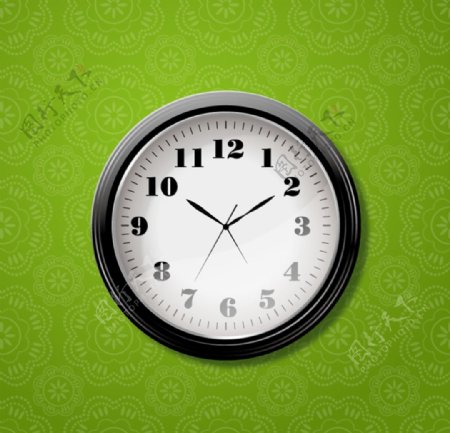 绿色钟表插画矢量素材