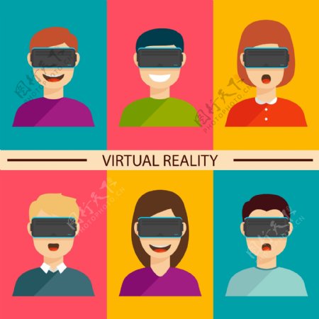 戴VR虚拟现实眼镜表情