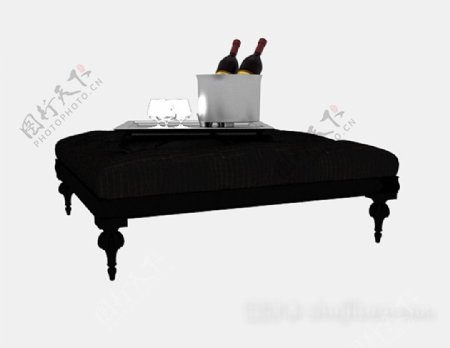 黑色沙发凳子3d模型下载