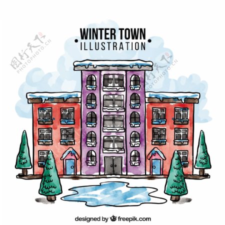 冬季城市的插图
