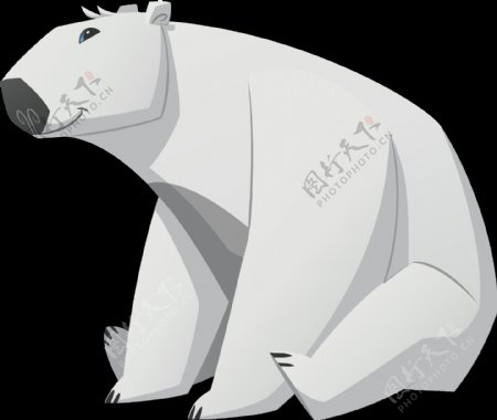 手绘白色北极熊免抠png透明图层素材