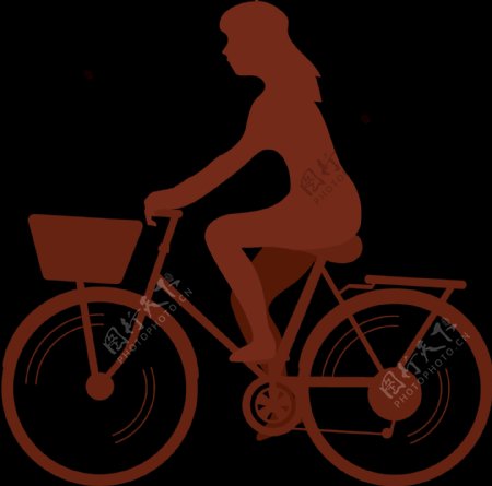 棕色自行车剪影免抠png透明图层素材