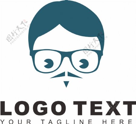 戴眼镜的书呆子形象标志logo