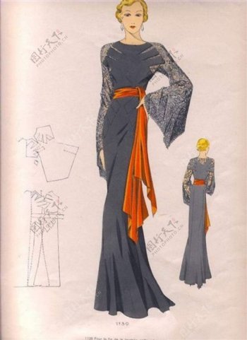 欧式时尚长裙设计图