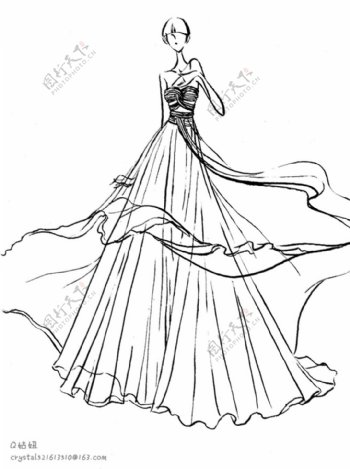 时尚长裙婚纱设计图