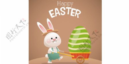 快乐复活节卡片卡通兔矢量