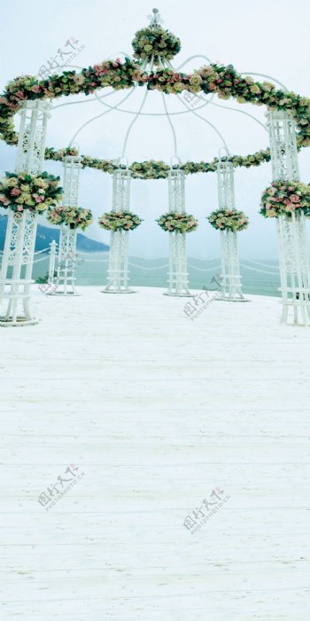 海边穹顶婚礼现场影楼摄影背景图片