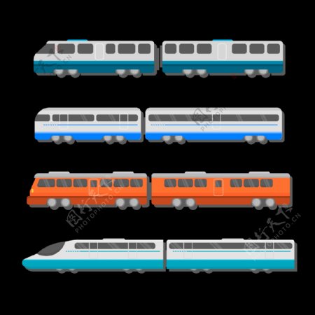 手绘火车高铁插图免抠png透明图层素材