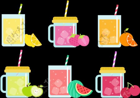 各种彩色果汁插画图标免抠png透明素材