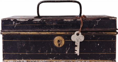 破旧的铁箱和钥匙图片