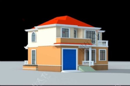 MAX简约风格独栋二层别墅3D模型设计