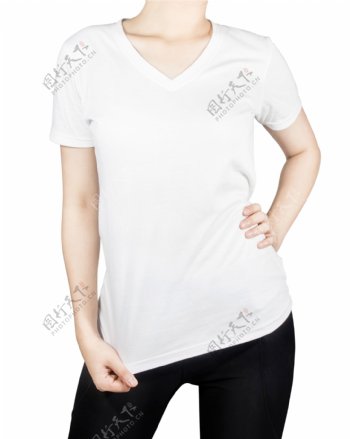 女式白色T恤上衣图片
