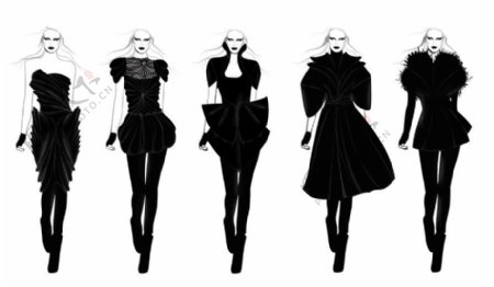 5款黑色女装设计图