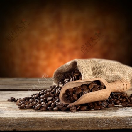 咖啡豆与墙壁图片