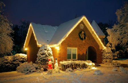 美丽圣诞节房屋装饰图片