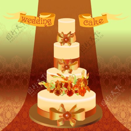 丝带与结婚蛋糕矢量素材