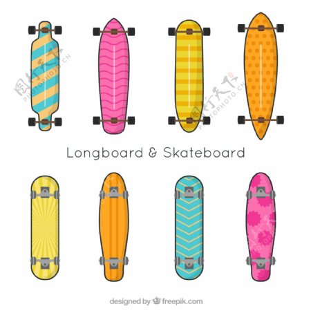 手绘彩色滑板系列