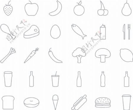 免费的收集30详细的食物插图的矢量格式