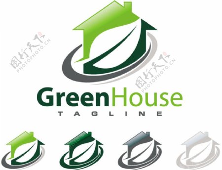 绿色曲线房屋别墅标志图片