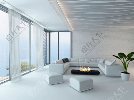 白色简洁客厅设计图片