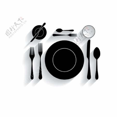 黑色餐具图案矢量素材下载