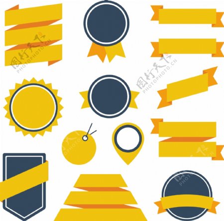 黄色丝带和徽章设计