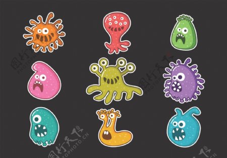 可爱卡通细菌图标