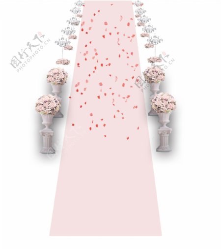 婚礼红毯鲜花花瓣走道元素