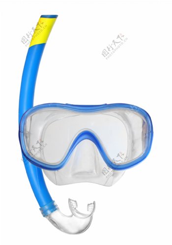 蓝色眼镜和呼吸管图片