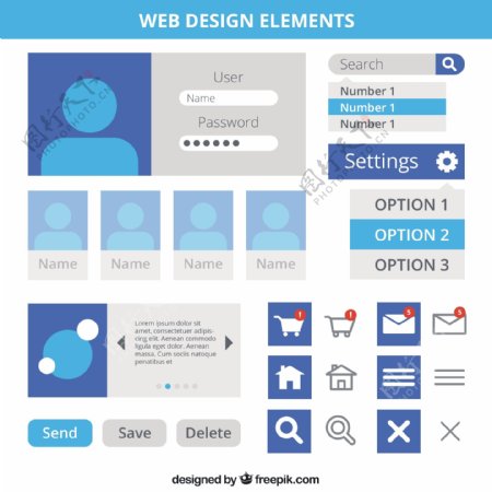 蓝色的网页设计元素