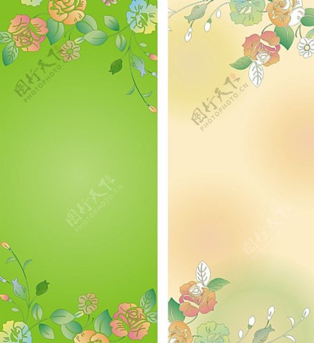 绿色展架手绘花朵图片