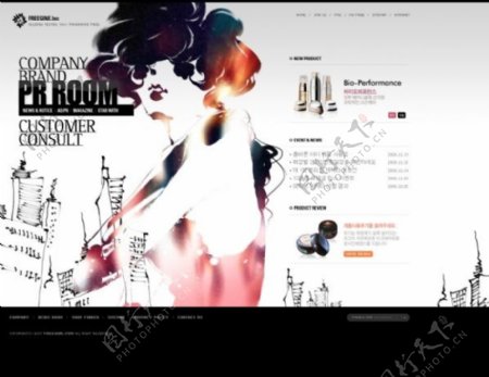 水墨美女化妆品网页设计PSD