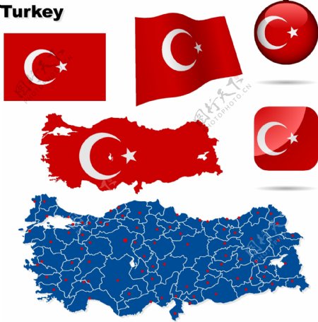 土耳其国家版图矢量图2