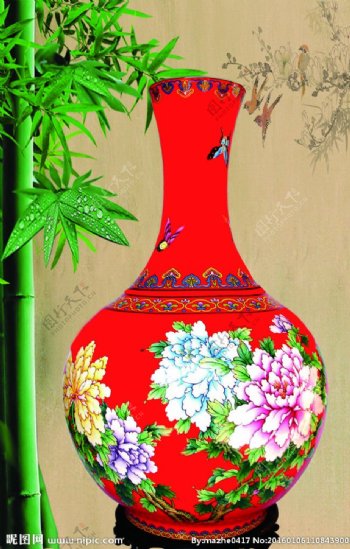 中国红花瓶