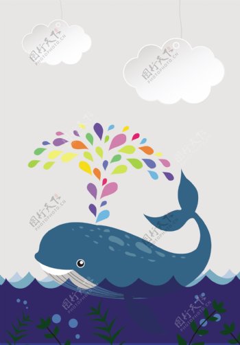 海洋可爱鲸鱼背景图
