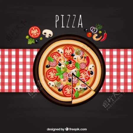 披萨俯视图图片