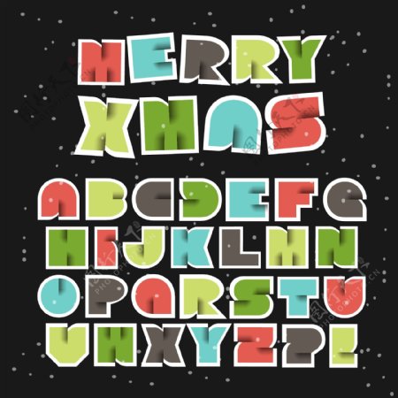 26个圣诞节剪贴字母矢量素材