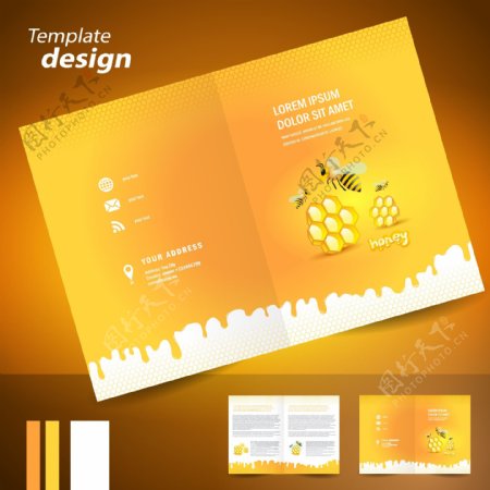黄色高端时尚商务广告单页宣传单矢量素材